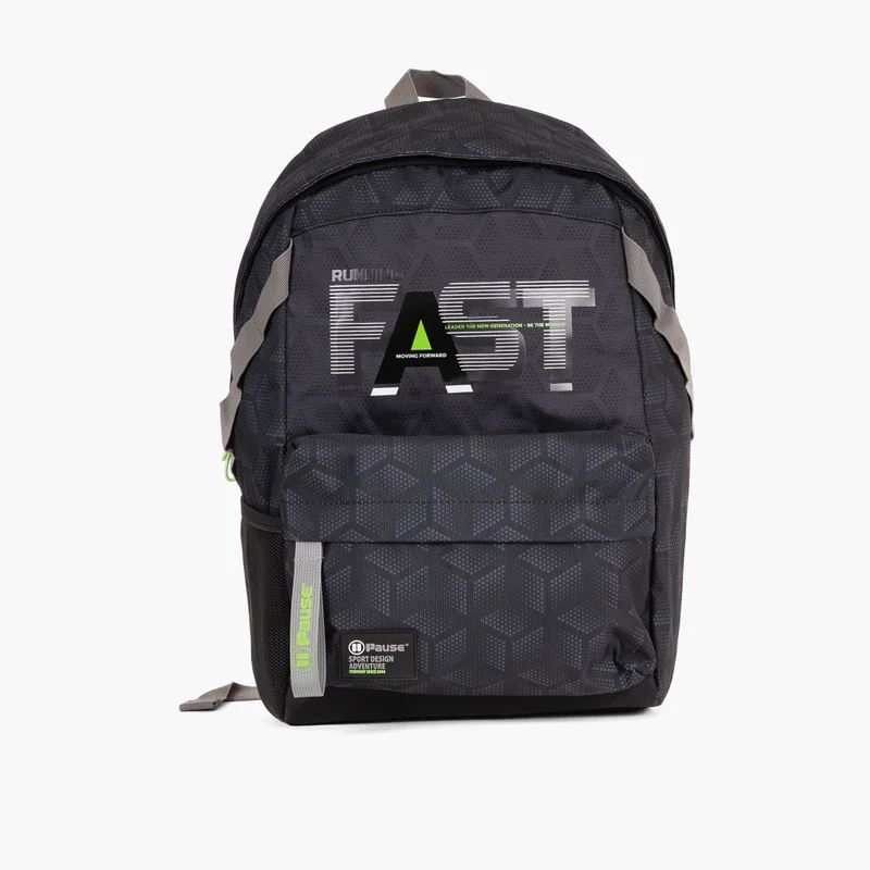 PAUSE Printed 18-inch Backpack with Adjustable Shoulder Straps - 27x13x44 cms